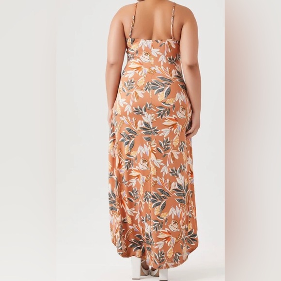 🧡 FOREVER 21 plus size formal dress in tropical orange print - Picture 3 of 5